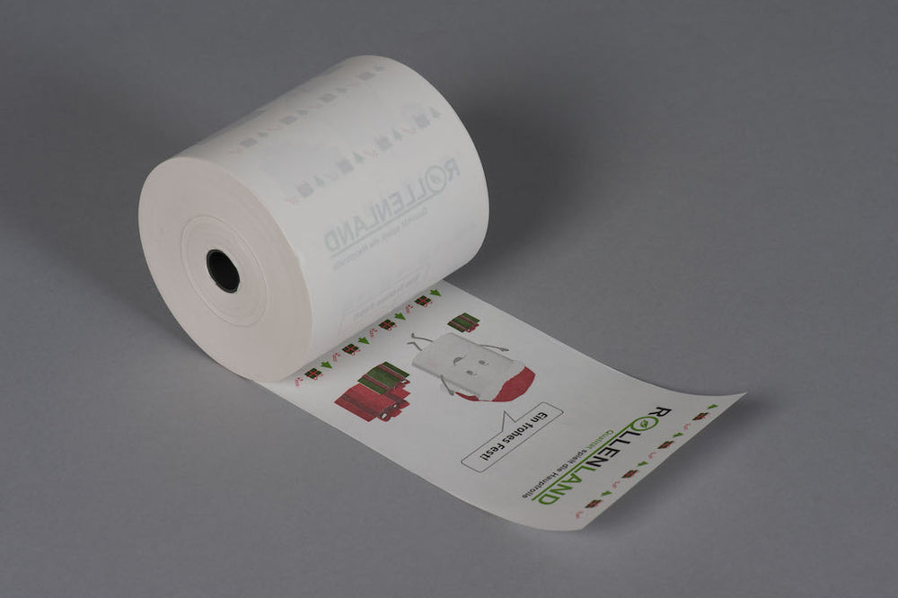 20 rouleaux thermiques 80x80x12, 80 m sans phénol (BPA,BPC,BPS) - motif de Noël