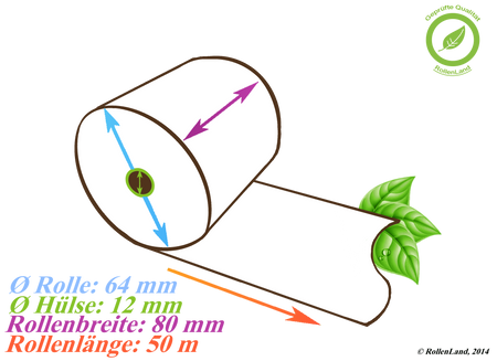 50 rouleaux thermiques 80x64x12, 50 m avec revêtement intérieur, sans bisphénol-A (BPA)