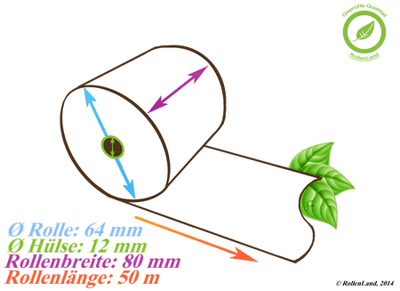 50 rouleaux thermiques 80x64x12, 50 m, sans phénol (BPA, BPC, BPS)