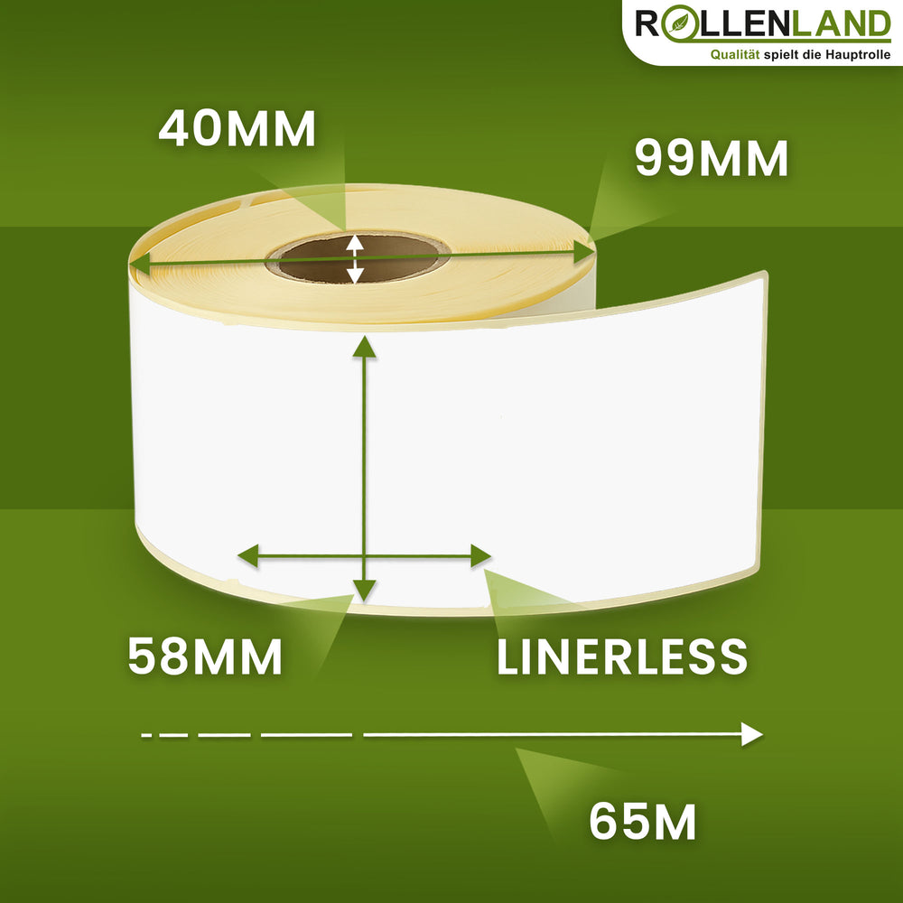 Étiquettes thermiques Linerless 58x99x40, 65 m, 24 rouleaux