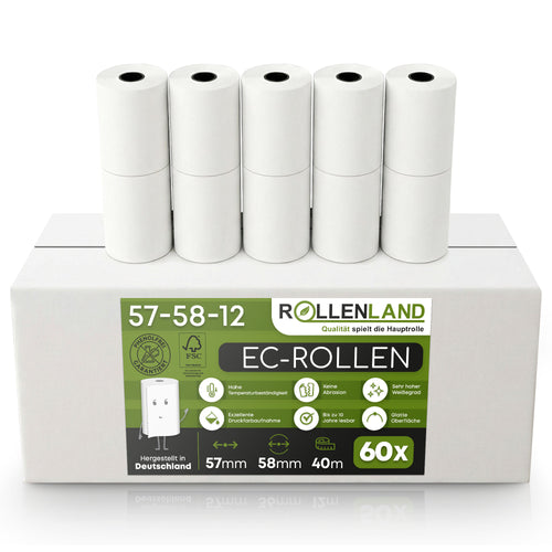 Carton de 60 rouleaux EC 57x58x12, 40 m, sans bisphénol-A (BPA)