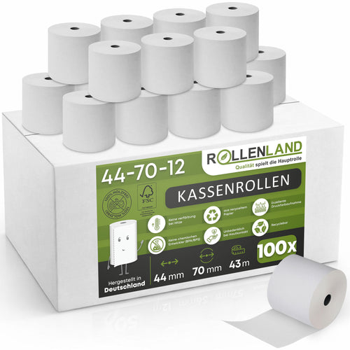Carton de 100 rouleaux de caisse 44x70x12, 43 m