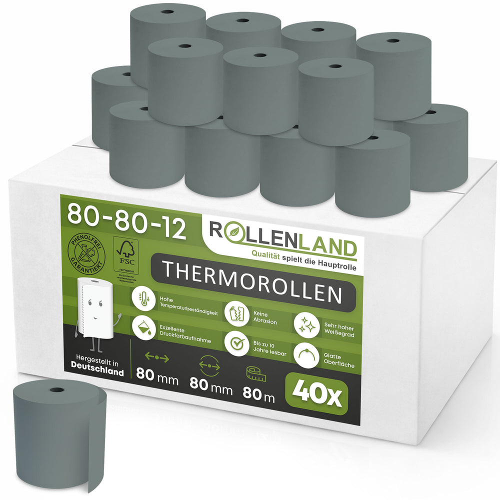 40 rouleaux thermiques Blue4est 80x80x12, 80 m, 48g/qm