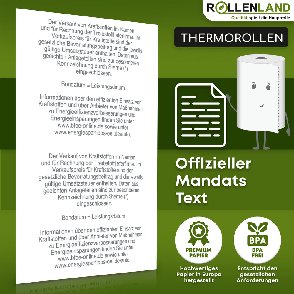 40 rouleaux thermiques 80x80x12, 80 m avec impression station-service, sans bisphénol-A (BPA)