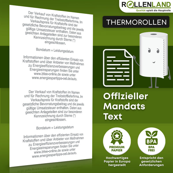 40 rouleaux thermiques 80x80x12, 80 m avec impression station-service, sans bisphénol-A (BPA)